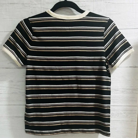 Vans Striped Ringer Tee Shirt Small Black NWT Logo Casual - Picture 3 of 5